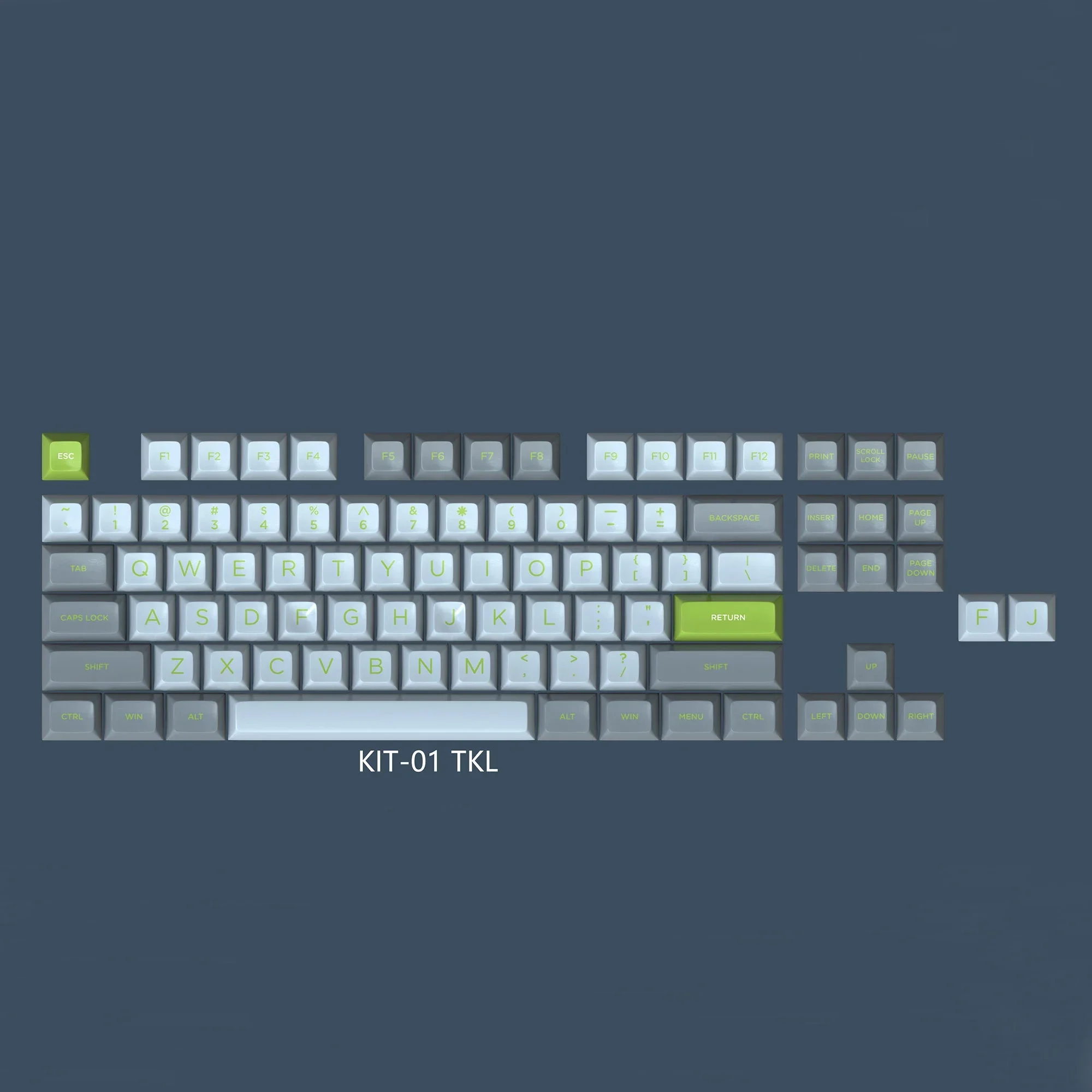 Maxkey em Doubleshot ABS Keycaps Set, Verde Lima Keycap, 87 chaves