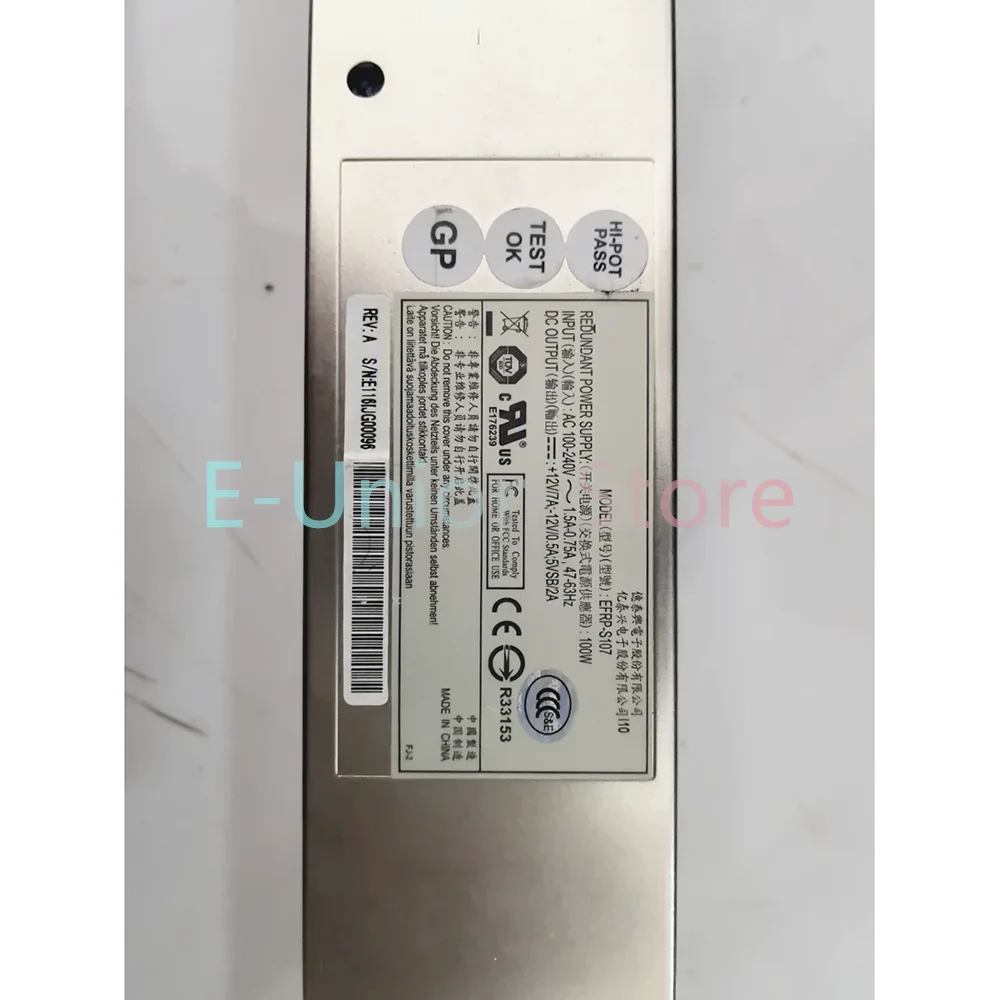 1Pcs EFRP-S107 Redundant Power Supply 100W 100-240V input 47-63Hz Output+12V 10A/+15V 10A/+24V 500mA