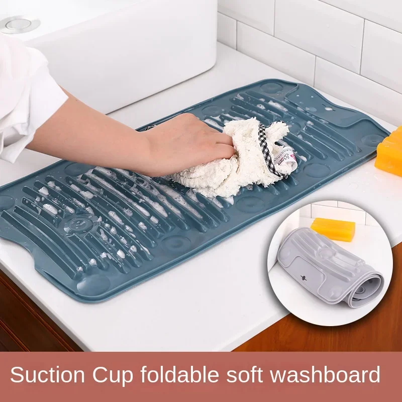 Silicone Washboard Foldable Anti-Slip Washboard Lazy Hands Free Socks Multifunctional Mini Washing Basin Clothes Cleaning Mops