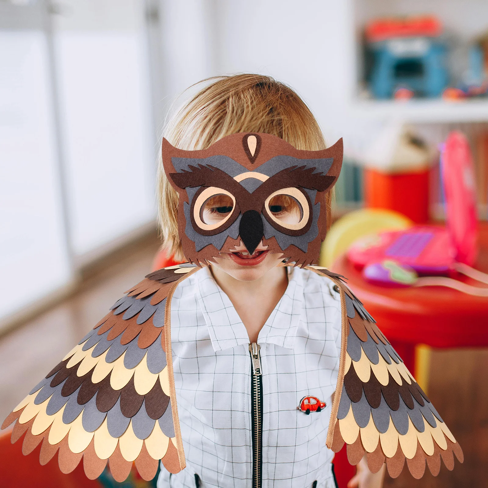 Zestaw Kostiumów Zwierząt dla Dzieci Sowa Ptak Peleryna Maska Wygodny Filc Kreatywna Zabawa Impreza Szkolna Impreza Kostium Sowa