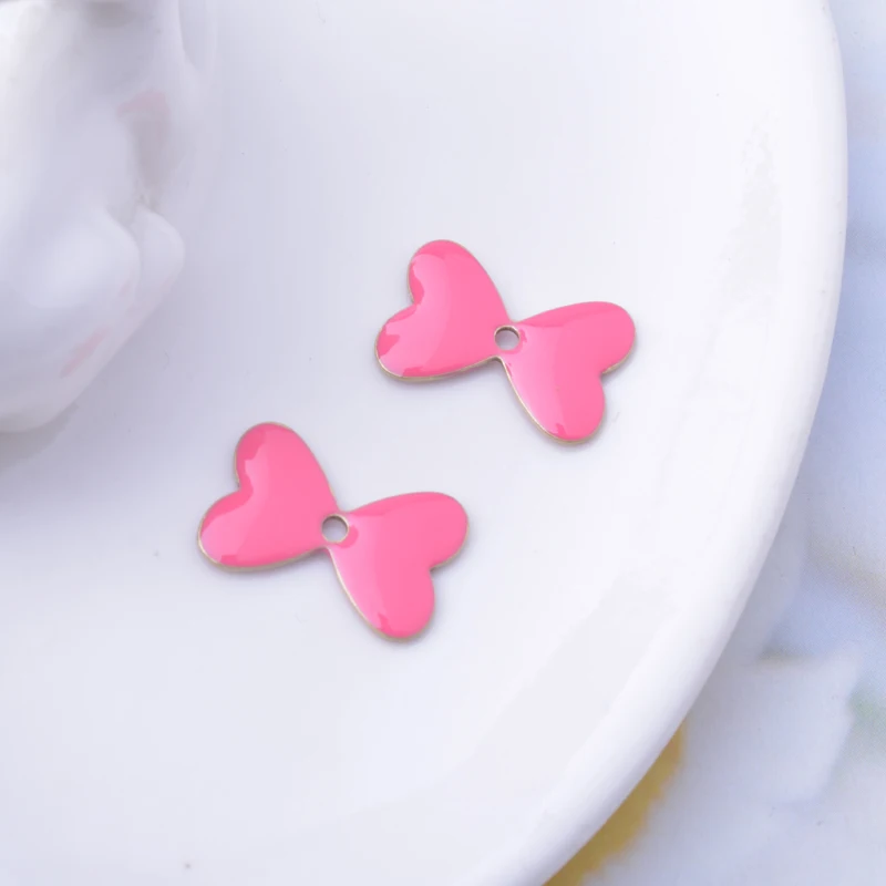 30 Stück Kupfer-Charms mit beidseitiger Emaille, rote Korallen-Anhänger, Verbinder für DIY-Schmuck- und Ohrringherstellung – Detail 4