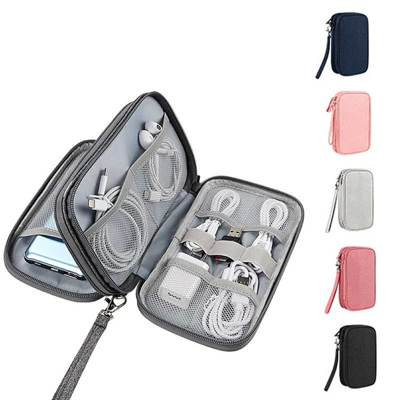 Travel Cable Organizer Bag Pouch Electronic Accessories Carry Case Portable Waterproof Double Layers Storage Bag For Cable Cord