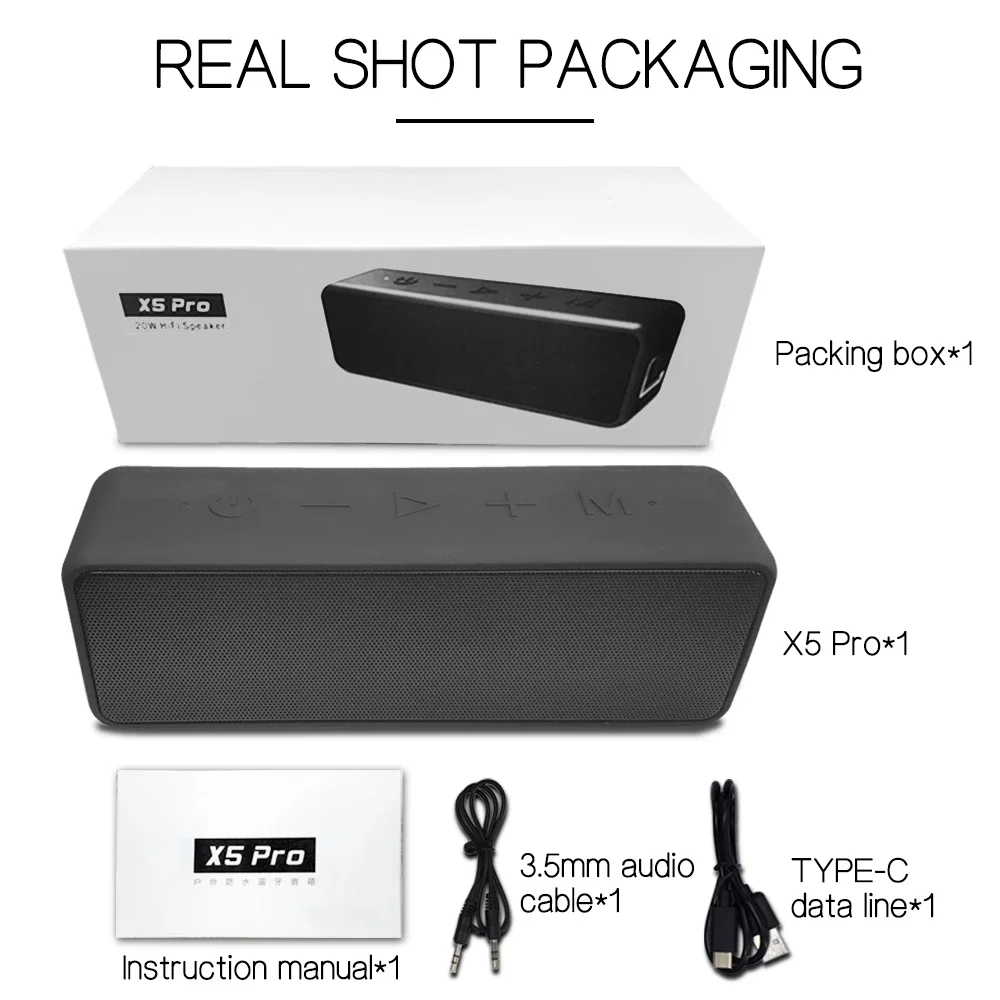 

20W Outdoor Portable Bluetooth Speaker Waterproof 2025 Soundbar High Power BoomBox Music Center caixa de som Subwoofer IPX7 New