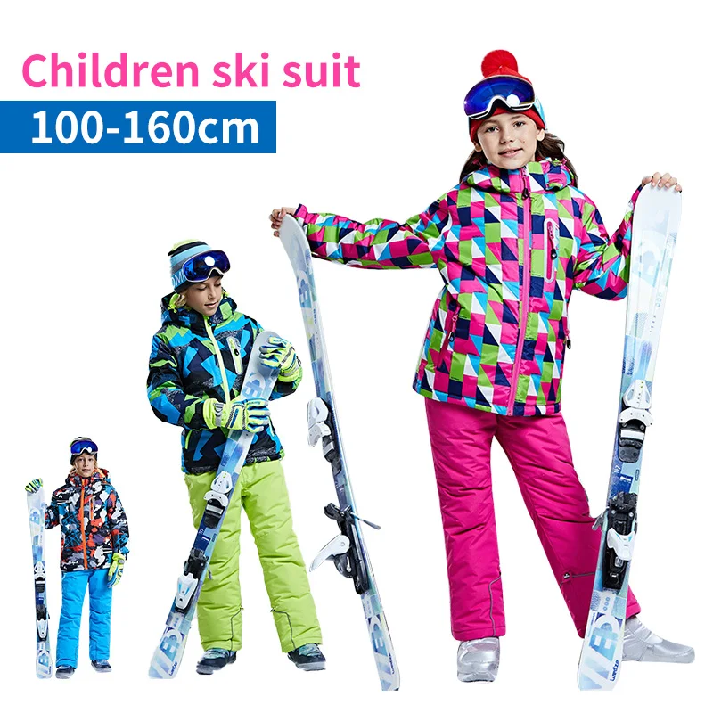 -30℃ Children's ski suit snow set cross-country 100-160cm 5 6 7 8 9 10 11 12 13 14 15 years boys girls Off road Warm waterproof