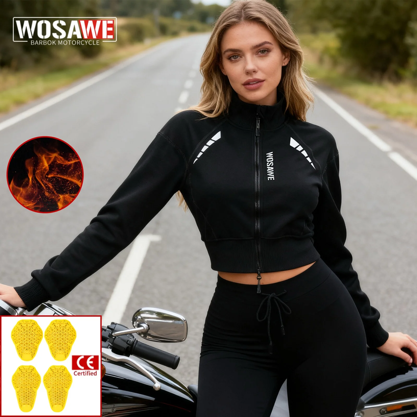 

WOSAWE Women Motorcycle Armor Jacket Coat Winter Warm Motorbike Riding Reflective Anti-collision Moto Protective Gear Jacket