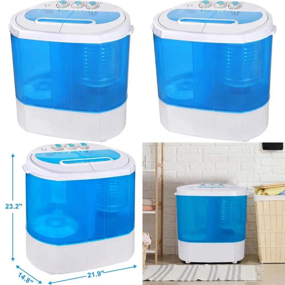 

Compact Twin-Tub Portable Washer with 6.57 Cu. Ft. Capacity and Gravity Drain