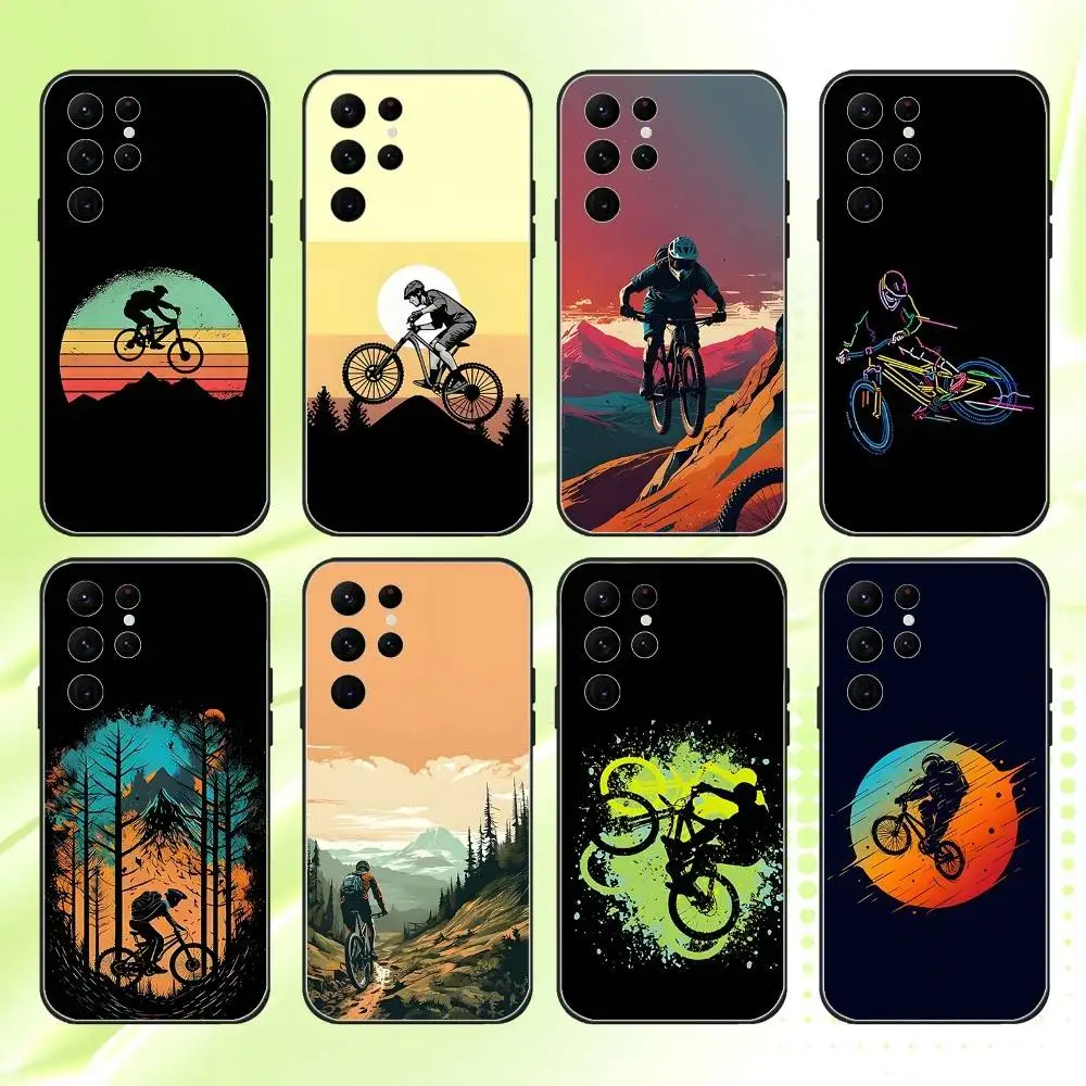 

Mountain Bike Bicycle MTB Phone Case For Samsung S 25,24,23,22,30,21,10,9,Ultra,Plus,Lite,FE,4,5G Black Soft Case