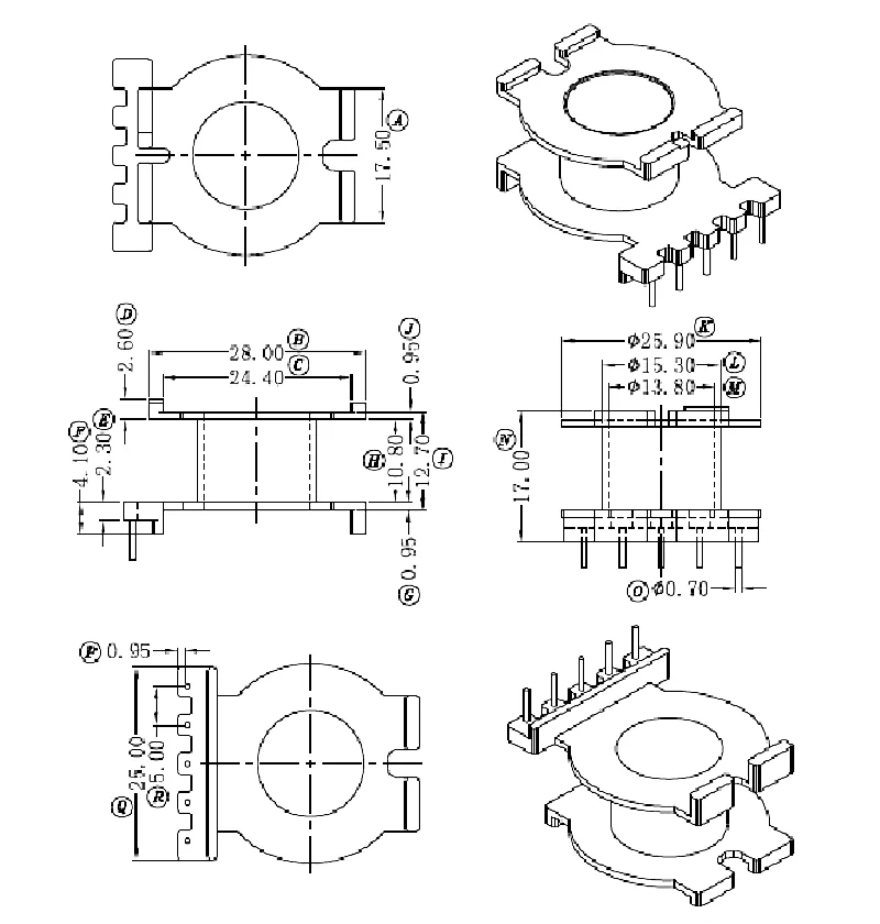 

POT3319DS3319 soft core PC44 material and bobbin vertical 5+0 pins 5sets/lot