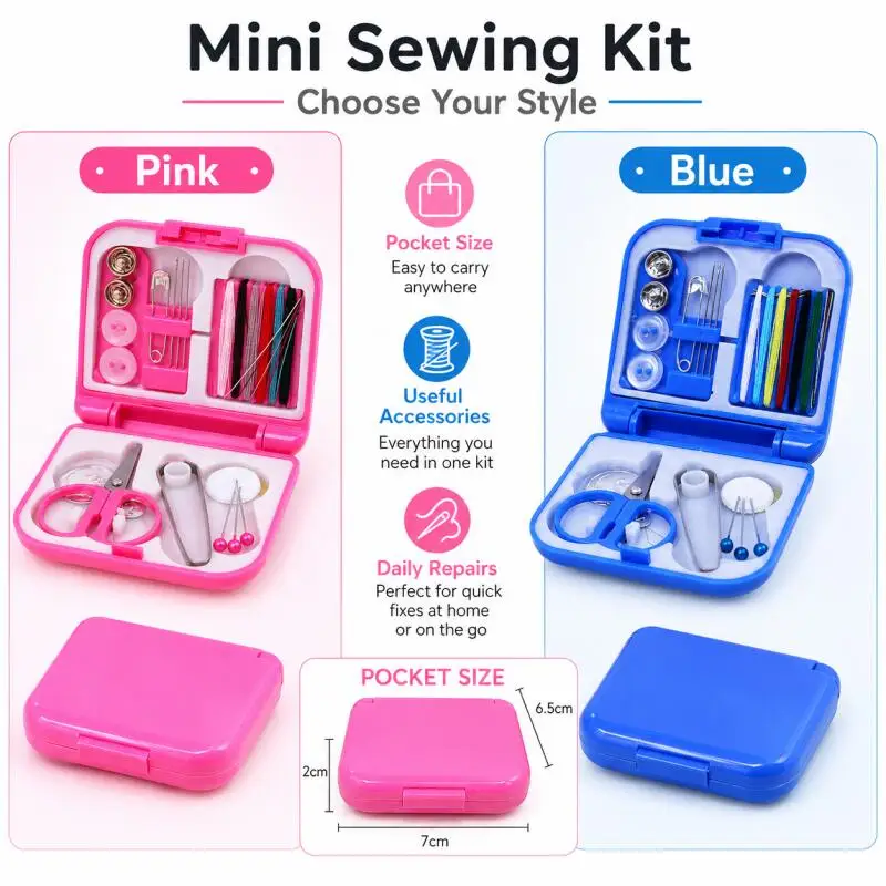 1~2 Boxen Mini-Nähset für den Haushalt mit Knöpfen, Schere, Nadeln, tragbares Reise-Nähwerkzeug-Zubehör – Detail 5