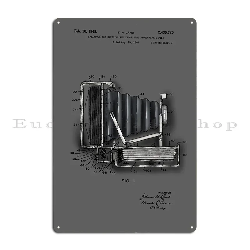 1885 Camera Invention Patent Art Camera Box Patent Light Brown Metal Plaque Wall Mural Design Club Bar Tin Sign Poster
