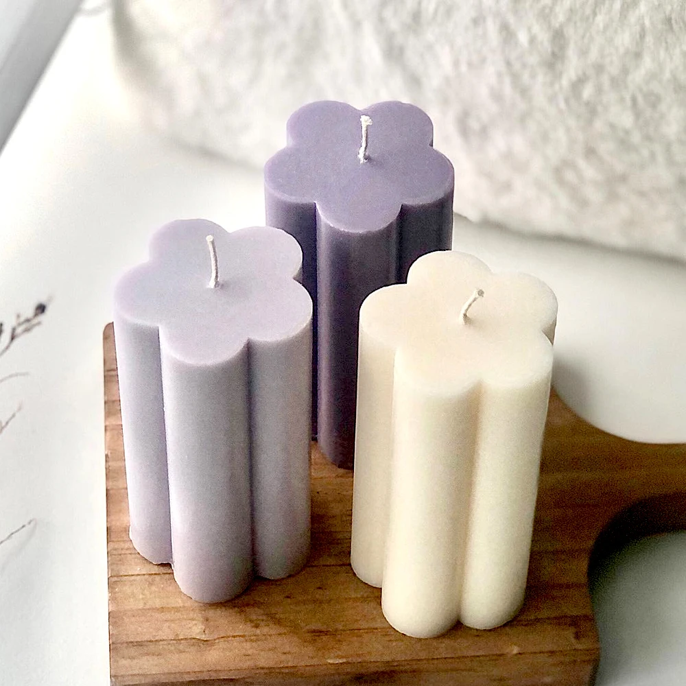 Plum Flower Acrylic Candle Mold DIY Flower Shaped Columnar Candles Making Plaster Aromath Soap Silicone Molds Home Craft Decor