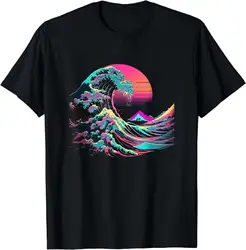 Vaperwave Aesthetic Glitch Great Wave Retrowave Synthwave T-Shirt Short Sleeve Tshirt Streetwear