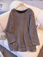 150 Kg Plus Size Women's Bust 158 Spring Autumn Loose Striped Long Sleeved Round Neck Sweatshirt 5XL 6XL 7XL 8XL 9XL
