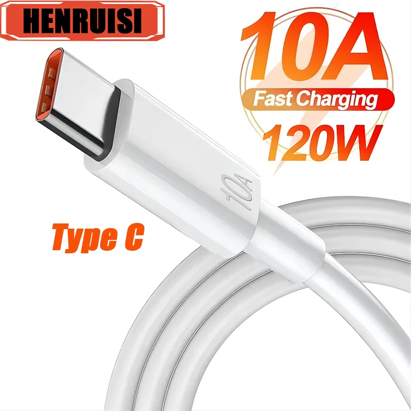 10A 120W Type C Super Fast Charging Cable for Xiaomi Poco Samsung Huawei P60 P50 Mobile Phone USB C Data Cord Data Transfer Cord