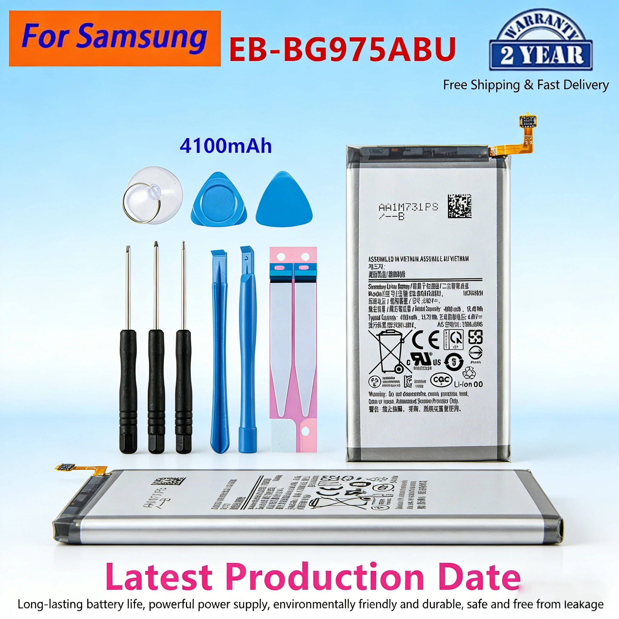 

EB-BG975ABU Battery for Samsung Galaxy S10 Plus S10+, 4100mAh High Capacity Replacement SM-G975F/DS G975U G975W G9750