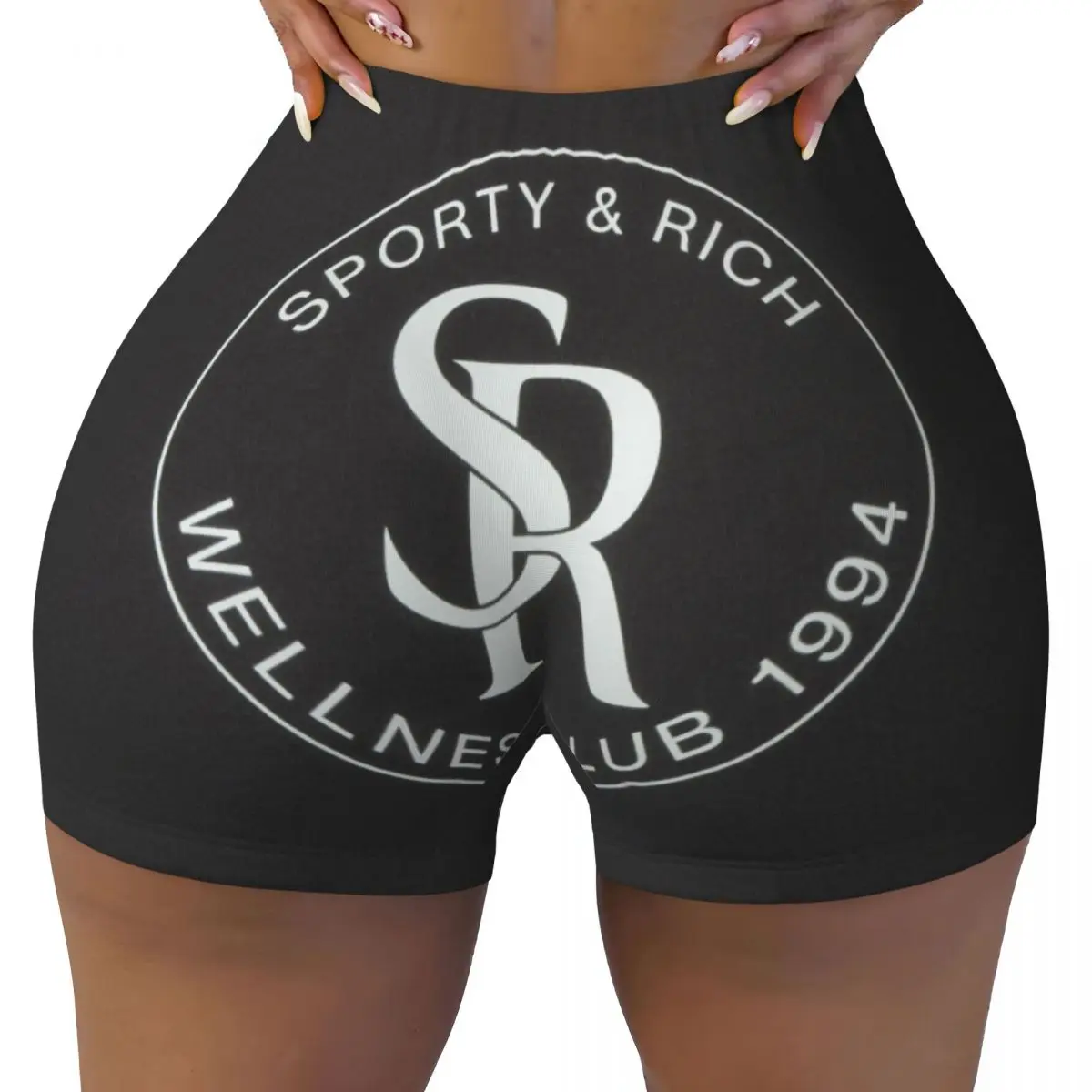 

Custom Sporty & Richs Logo Volleyball Biker Workout Shorts for Women Athletic Gym Yoga Shorts