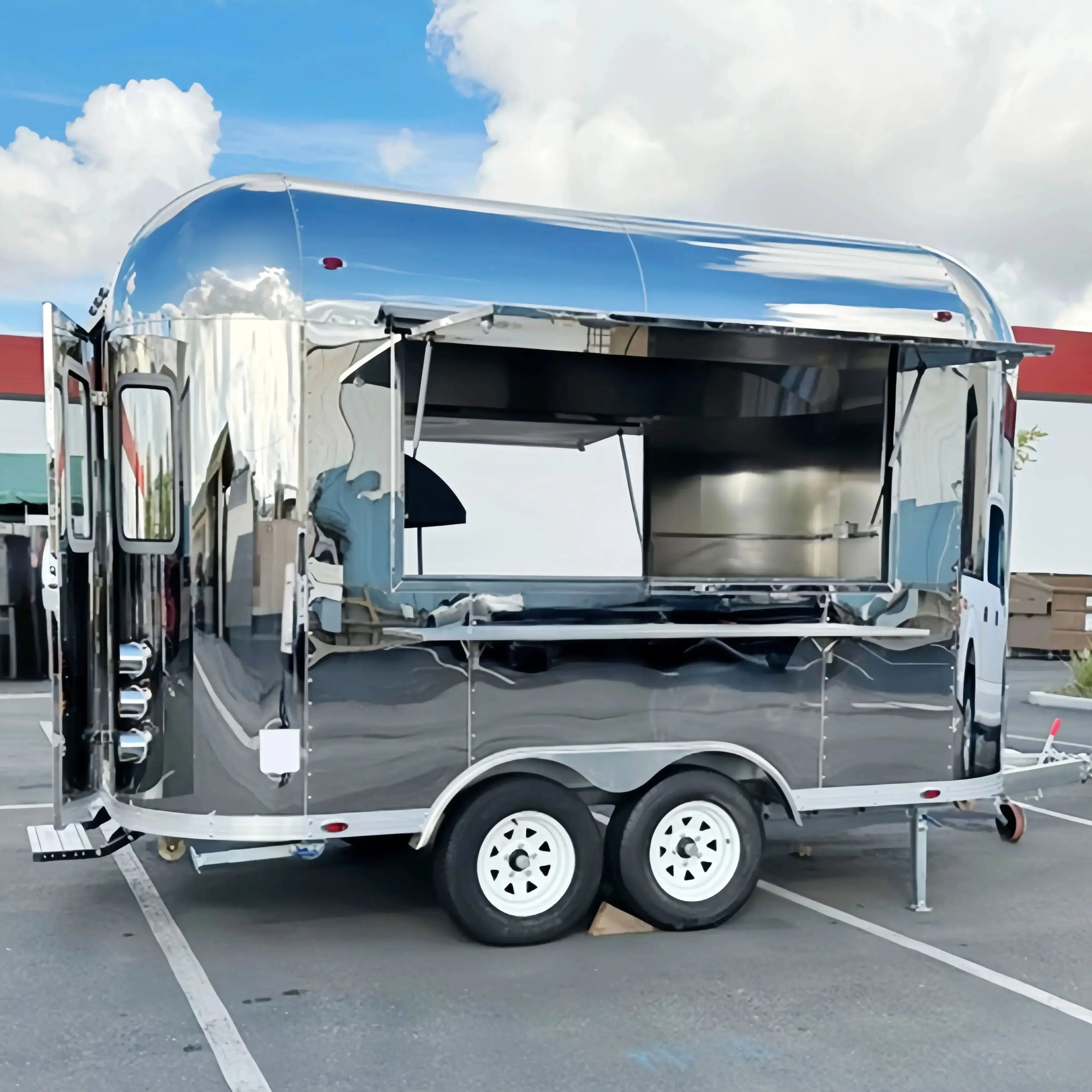 

Customizable Mobile Kitchen Food Truck Trailer Fast Food Catering Cart Caravan - Portable Kitchen Space for Business