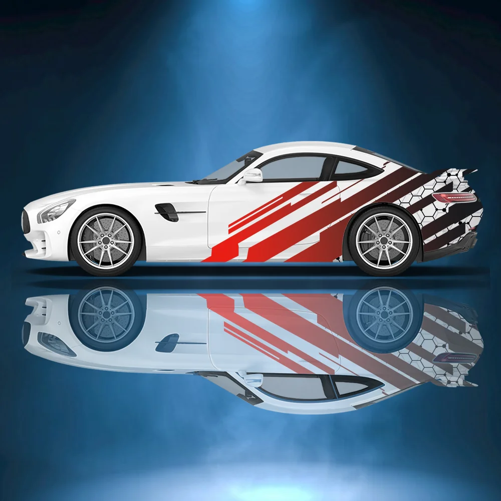 

Крутая гоночная сотовая линия, декор с принтом, боковая наклейка автомобиля, виниловая самоклеящаяся бумага, наклейка с краской для автоспорта, подходит для грузовика, внедорожника