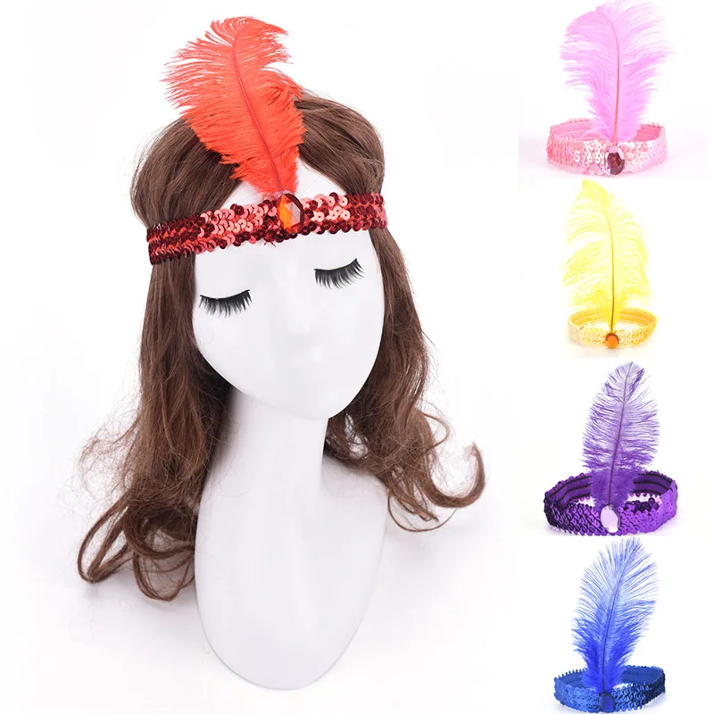 Hairband Headpiece Feather Flapper Headband Headdress Vintage Costume Party Hairband For Women feather headpiece