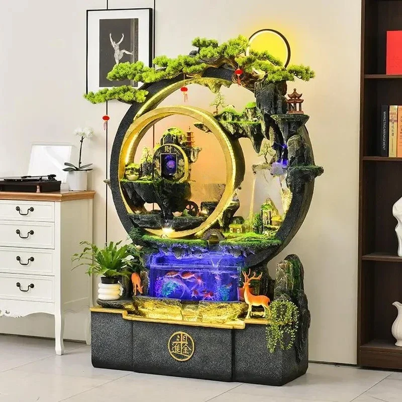 Rockery, flowing water make money, feng shui wheel, fountain circulation, water feature, lucky office screen, floor ornament