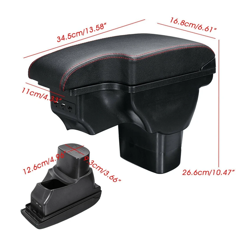 For Nissan Juke Infiniti ESQ 2011-2019 Central Armrest Consoles Storage Box Handrails Double Layer Storage W/ 3 USB Port