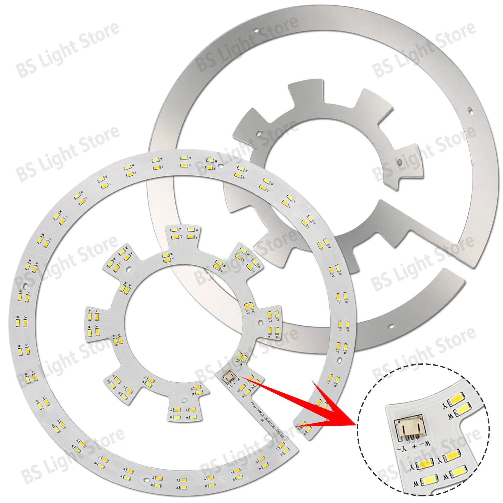 A Set AC220V LED 48W 60W 72W Ceiling Light Panel Replacement Tri Color Dimming Candlelight Strip DIY LED Ceiling Light PCB Fan