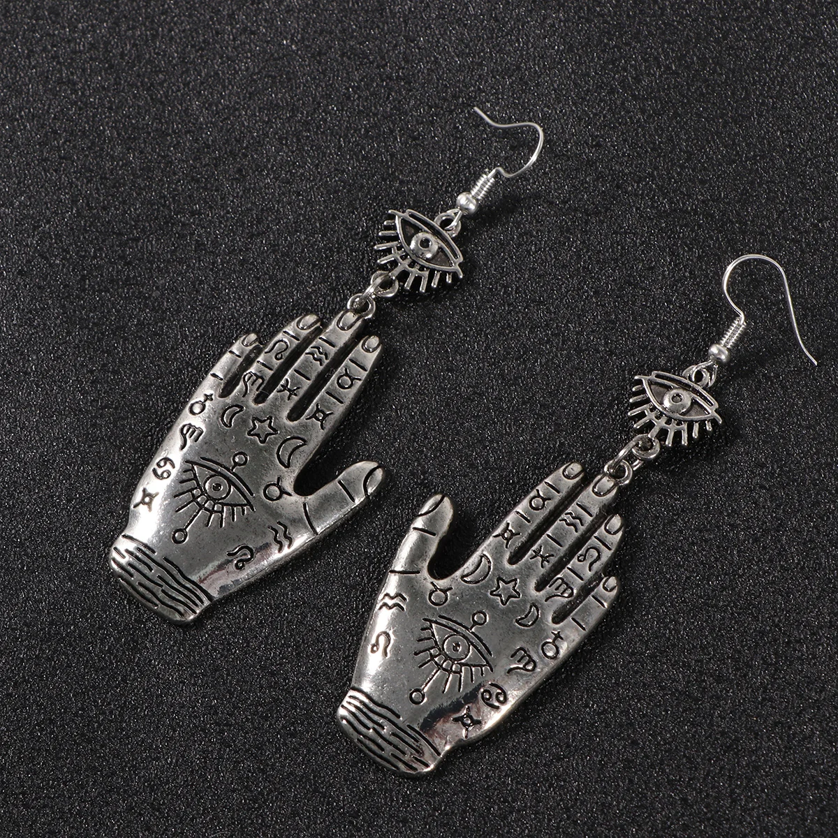 Vintage Earring Creative Ear Drop Delicate Palm Earrings Fashion Ear Dangler Beautiful Ear Jewelry for Woman (Ancient Silver)