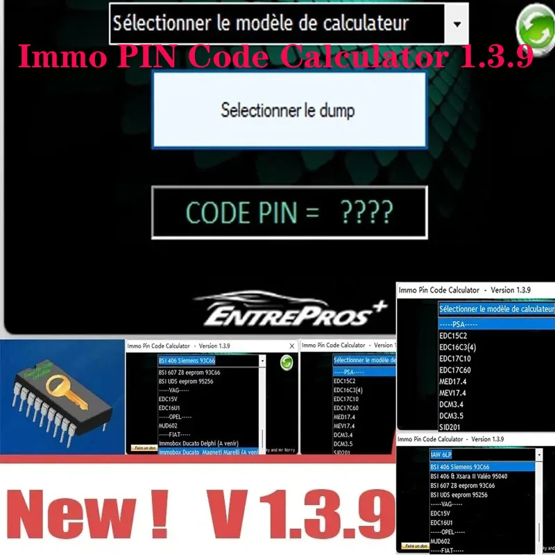 Immo PIN Code Calculator 1.3.9 software decode pin code on many PSA ecu’s by dump for Psa Opel for Fiat Vag Cars car repair