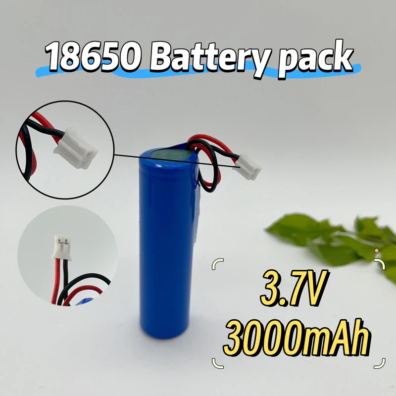 18650 بطارية ليثيوم أيون قابلة للشحن PH2.0 التوصيل 3.7 فولت (4.2 فولت ماكس) 3000 مللي أمبير قدرة عالية مع PCB لمكبرات الصوت وأجهزة الراديو والمصابيح الأمامية والألعاب