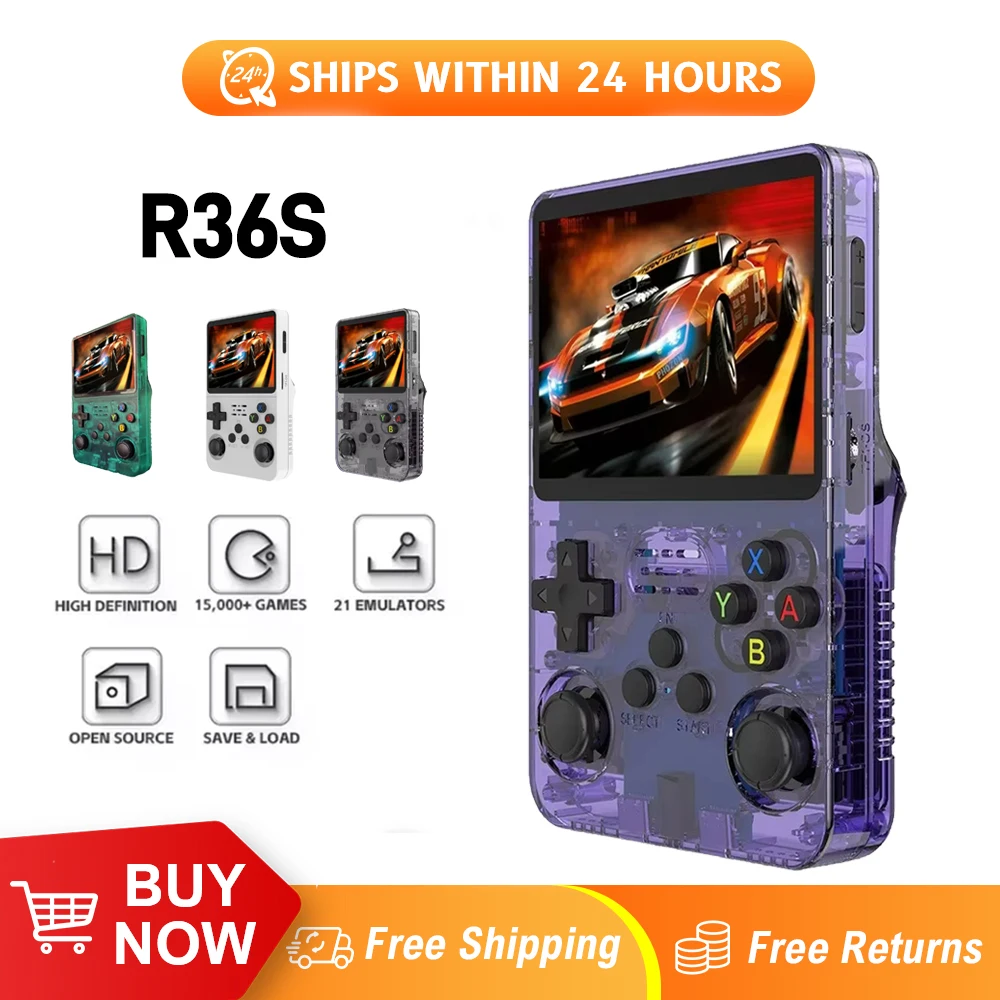 R36S Handheld Retro Game Console Linux System 3.5 Inch IPS Screen Portable Pocket Video Player 64GB 128GB Games Kid Gift