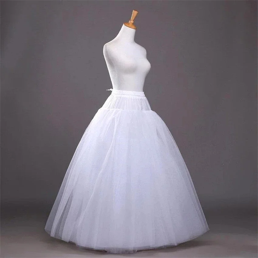 

White Ball Gown Tulle Hoopless Petticoat Crinoline Skirt Waist Adjustable Jupon Cheap Wedding Dress Underskirt