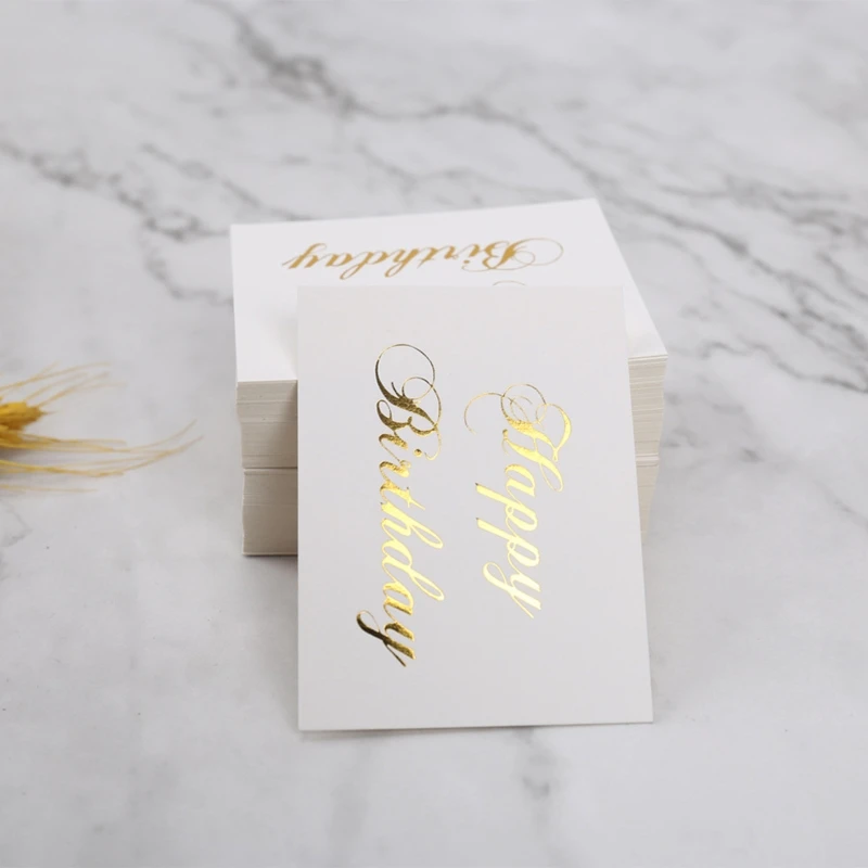100PCS Bronzing Selamat Ulang Tahun Hadiah untuk Kartu Keinginan Putih untuk Pemilik Usaha Kecil