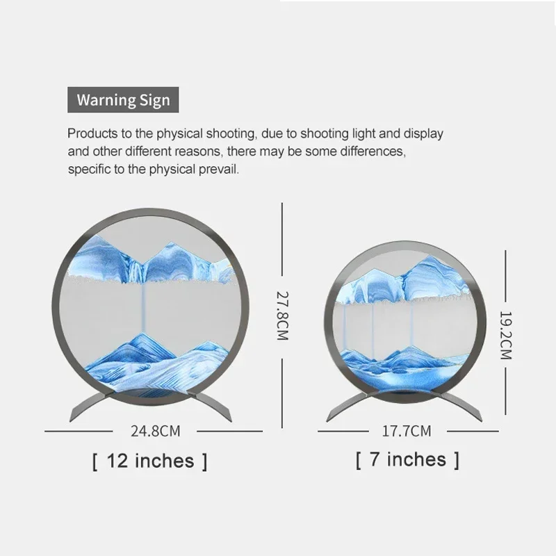 قاعدة معدنية Sandscape تتحرك الرمال صورة فنية الحركية الرمال المتحركة السائل الساعة الرملية تتدفق الرمال اللوحة مكتب ديكور المنزل الهدايا #6