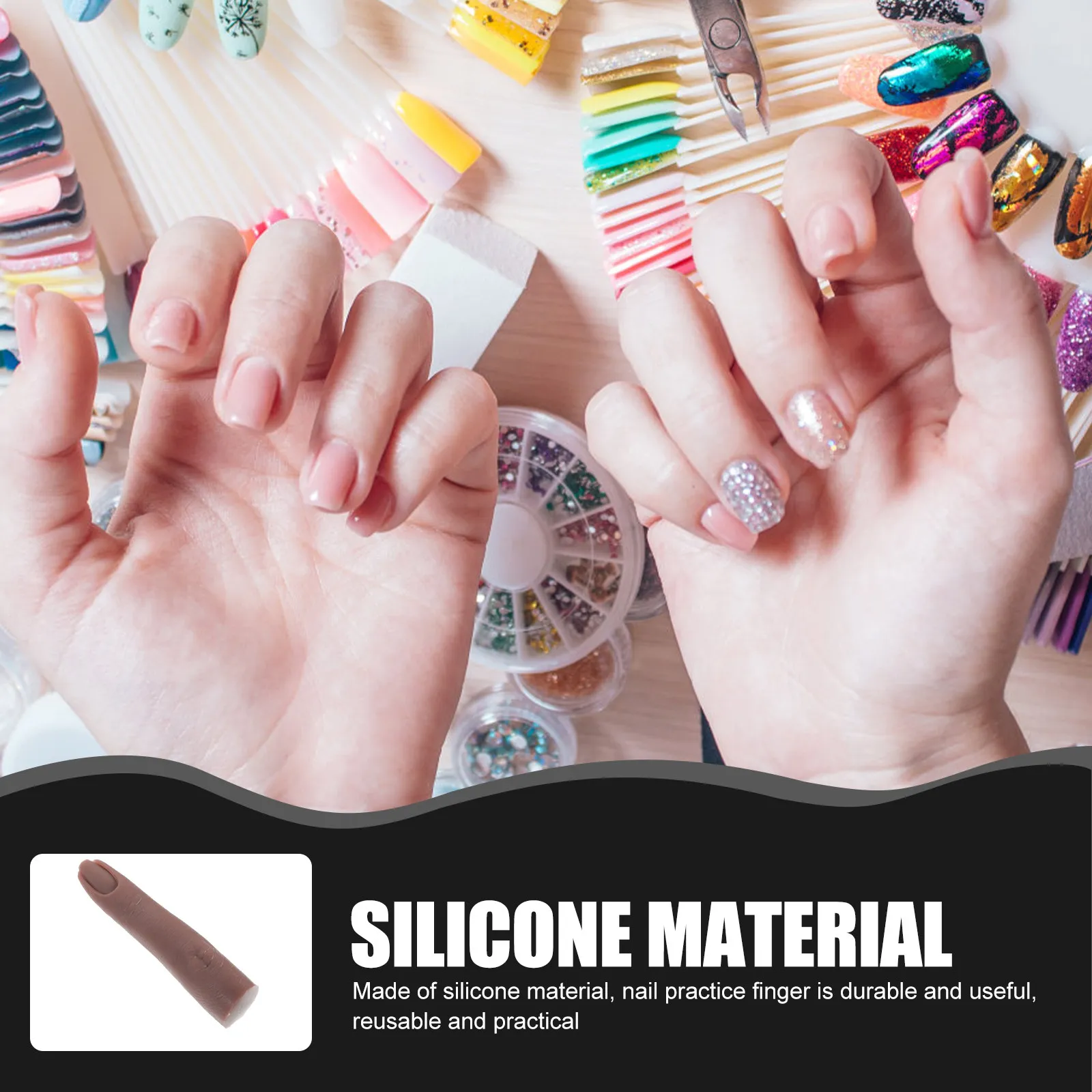 Artificial Nail Practice Fingers Realistic Flexible Pluggable Silicone Reusable Fingernail Bendable Manicure for Acrylic view 5