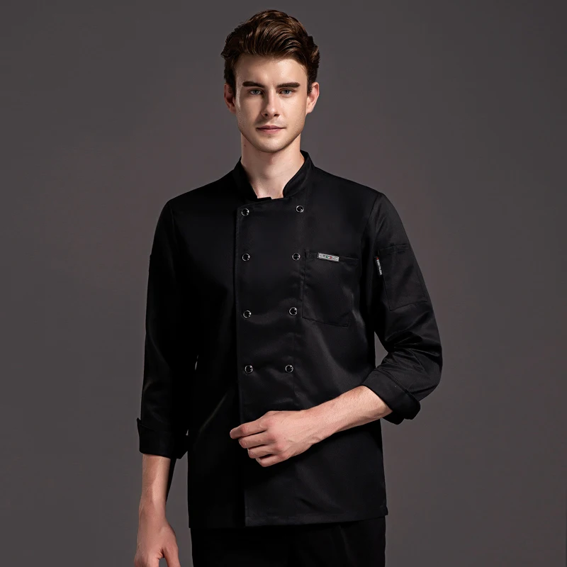 Vestes de Chef de cuisine à manches longues, chemise à Double boutonnage pour Restaurant, uniforme de Services de restauration, vêtements de cuisine, salopette de serveur d'hôtel