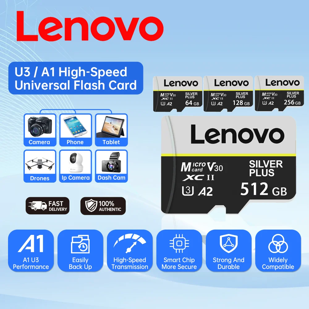 Карта-памяти-lenovo-micro-sd-tf-512-ГБ-a2-4k-высокоскоростная-флеш-память-256-ГБ-128-ГБ-64-ГБ-для-смартфона-камеры-видеорегистратора