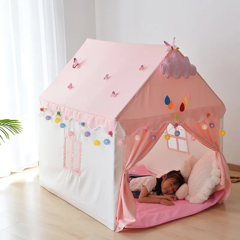 Children's Tent Indoor Girls Games 1.35M Portable Camping Toys Castle Dollhouse Boys Baby Little House Princess House Room Decos