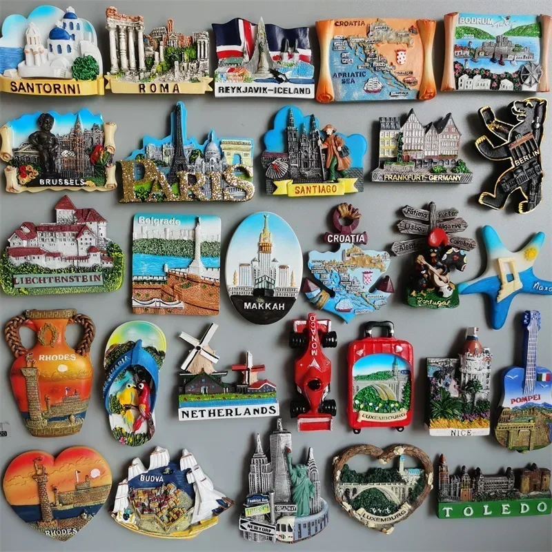 Fridge magnets Greece Croatia Brussels Belgrade Netherlands Budva  Pompei Italy Spain Iceland Tukey Germany Tourist souvenir