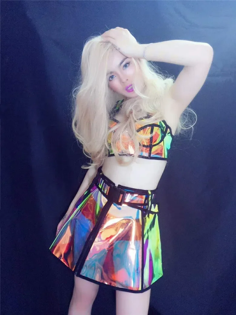 Reflektierende Laser Gogo Dance Kostüm Sexy Frauen Nachtclub Tänzer Rave Outfits Bar Club Party DJ Sänger Leistung Bühne Tragen