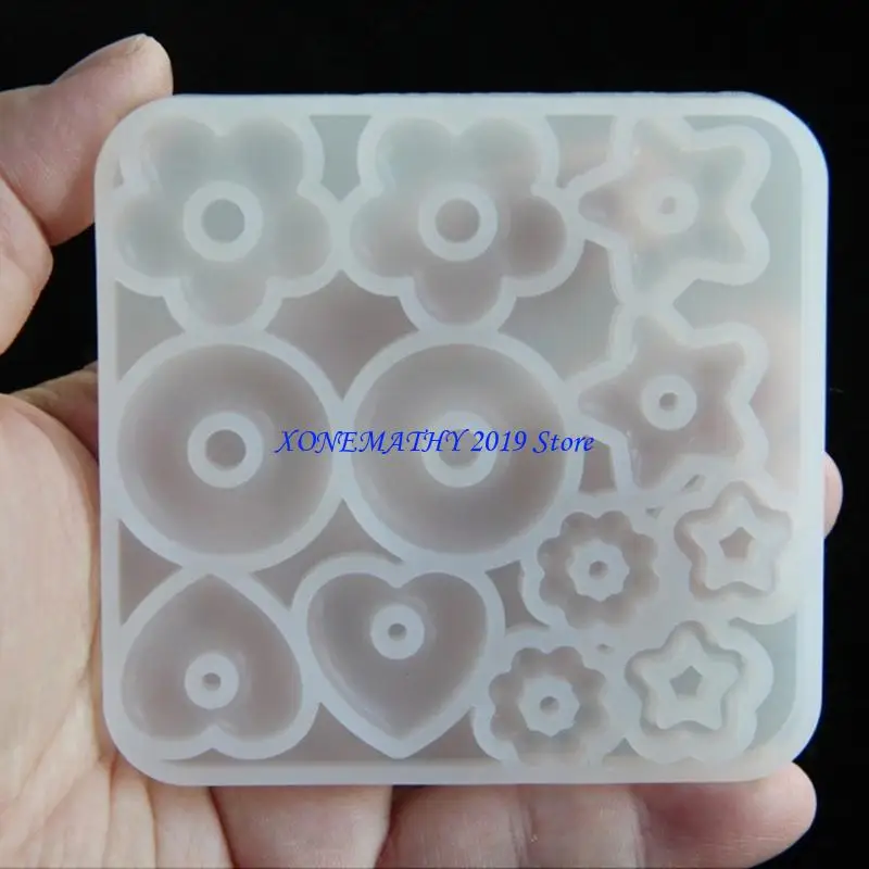 

F42F Silicone Keychain Molds Resin Jewelry Heart Star Flower Earring Molds Epoxy Resin Accessories for Making Accessories