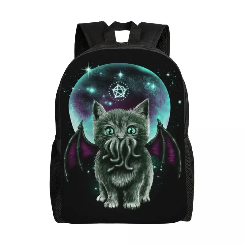 Chamada personalizada de Harajuku de Cthulhu Mochila para homens e mulheres, Bookbag básica para escola universitária, Kaiju Cat Monster, Lovecraft Film Bags