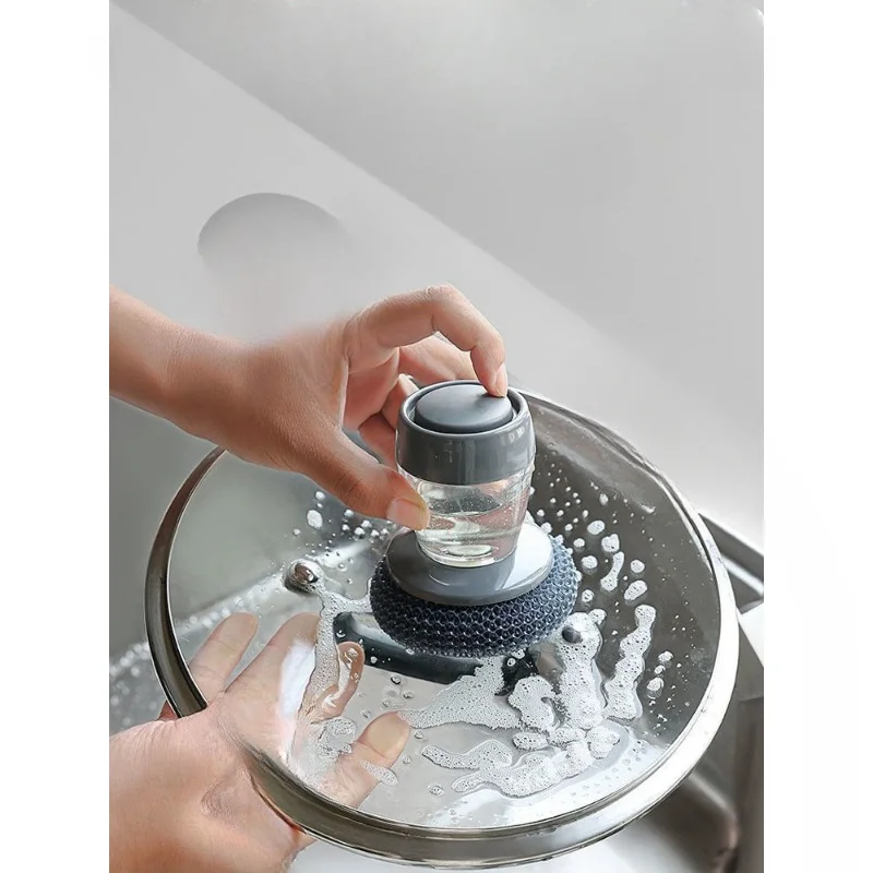 1/2/3pcsBrush press type automatic liquid washing pot brush kitchen household stove top