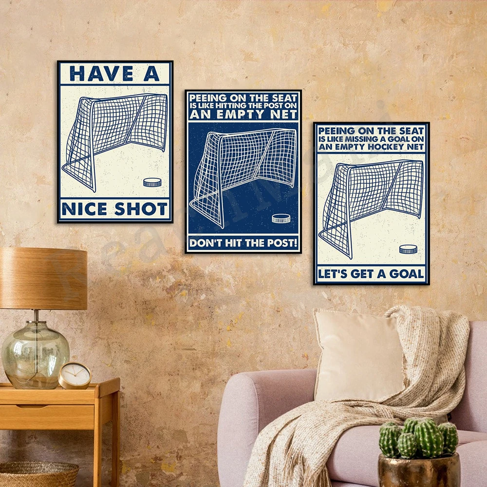 

Hockey Blue Don't Hit the Post Vertical Poster, Get The Goal, Nice Shot Vertical Poster, Hockey Sport Art Gift, Gym Decor