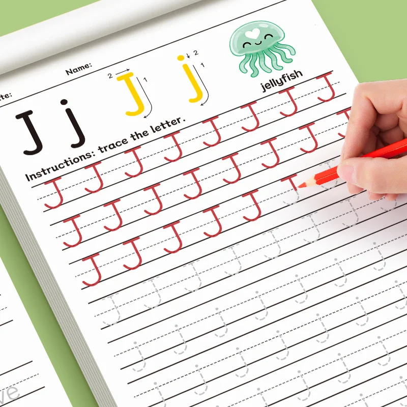 Arbeitsbuch mit ABC- und englischen Zahlen, Handschrift-Übungsbuch für Kinder im Vorschulalter, Kalligraphie zur Entwicklung Mathematik- und Buchstabenfähigkeiten – Detail 5