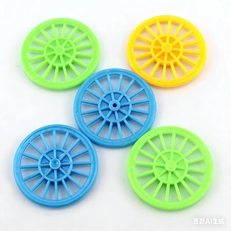 2mm Hole Plastic Spoke Wheels - Narrow Small Wheels for DIY Model Toy Car Handicraft Materials