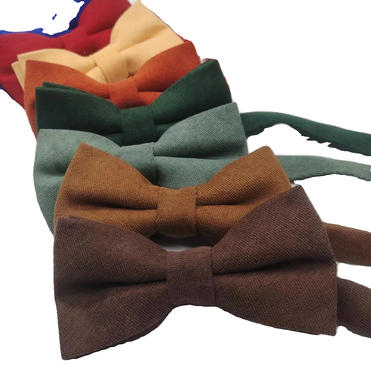 Boda clásica de color sólido, pajaritas para novio y novia, bufanda de bolsillo color caramelo verde oscuro color café