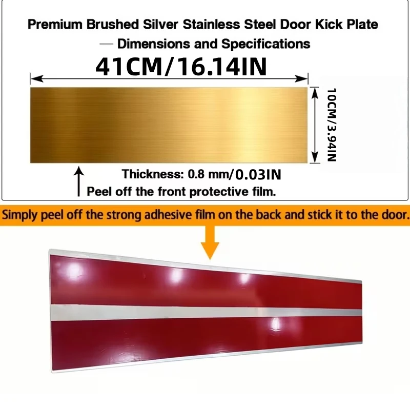 1pc Stainless Steel Door Kick Plate,Decor Door Kick Plate for Interior and Exterior Door Protection, Anti-Pet Scratch and Dent