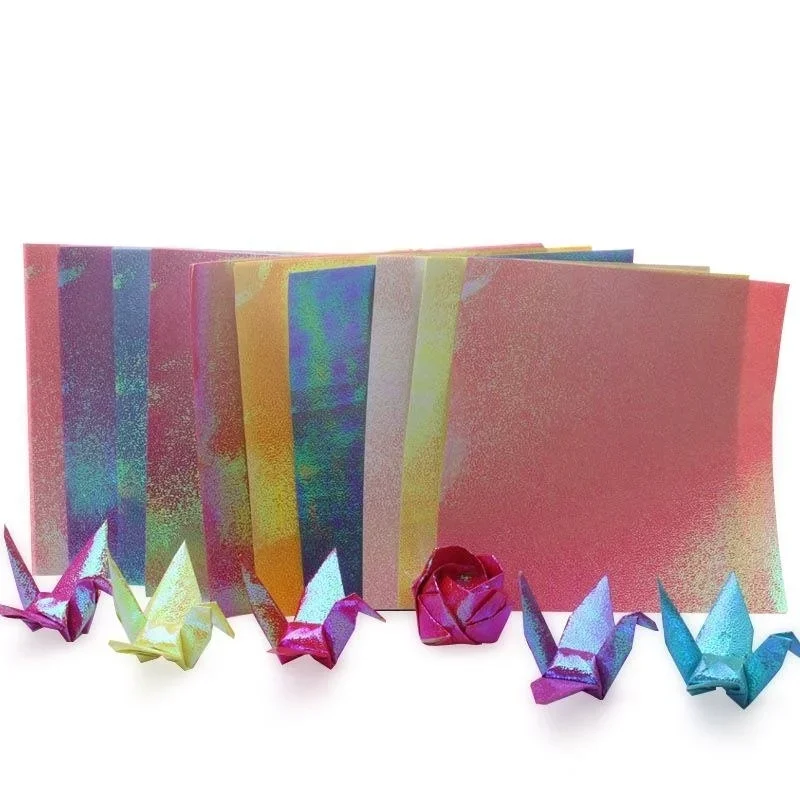 100Pcs Glitter Paper Sparkling Shiny Lucky Bird Origami Shining Square   Handmade 10CM