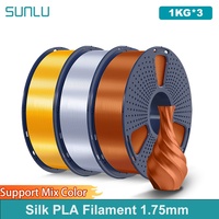 SUNLU 3KG 3D Printer Shiny Silk PLA Filament 1.75mm 1000g 3D Printer Neatly Wound 3D Filament for 3D Printer& 3D Pen