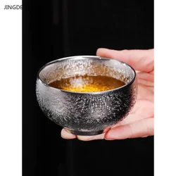 120ml High-grade Silver-plated Ceramic Tea Cup Handmade Zen Master Cup Custom Portable Beauty Teacup Chinese Tea Accessories